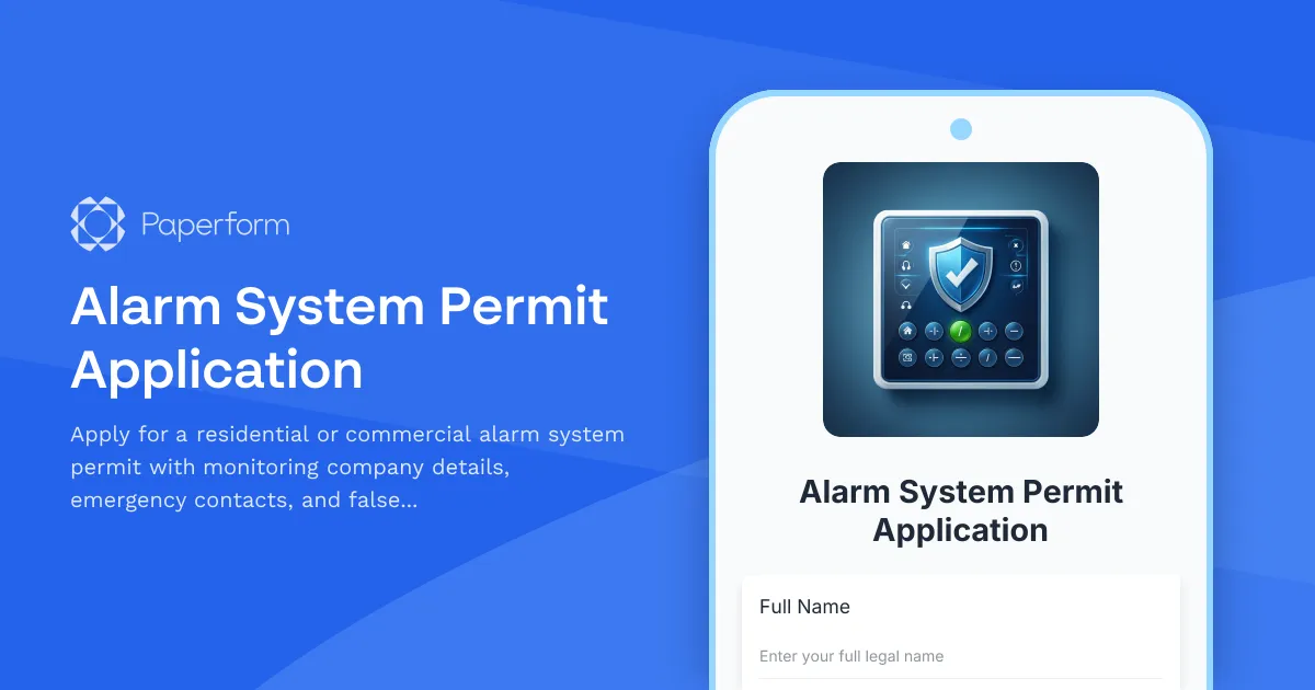 Alarm System Permit Application