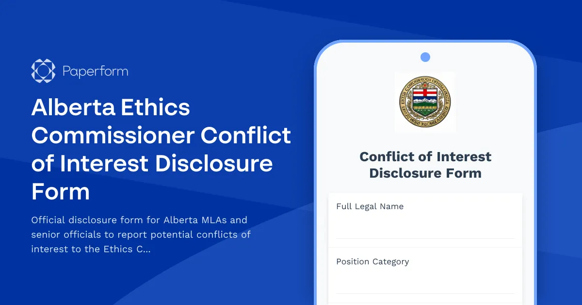 Alberta Ethics Commissioner Conflict of Interest Disclosure Form