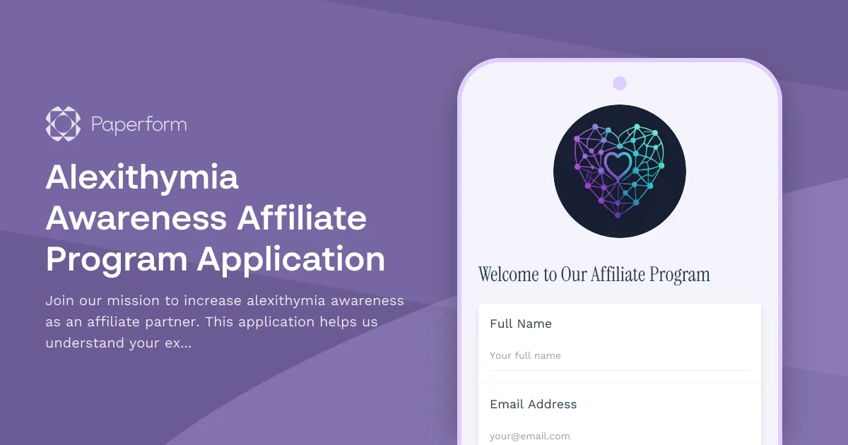 Alexithymia Awareness Affiliate Program Application