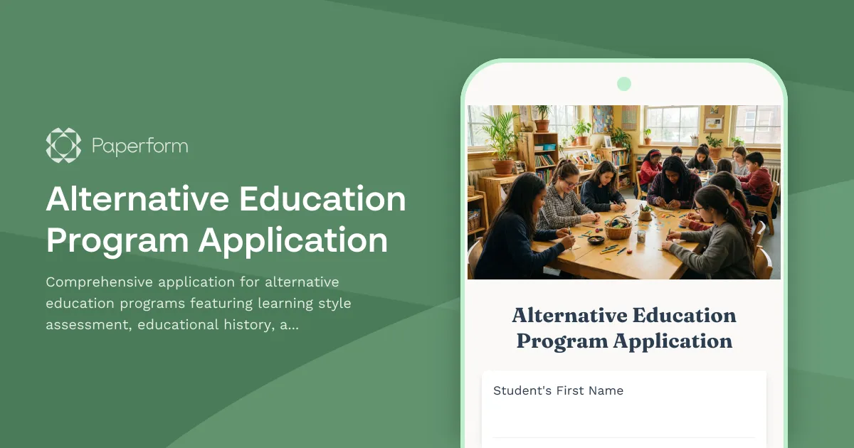 Alternative Education Program Application