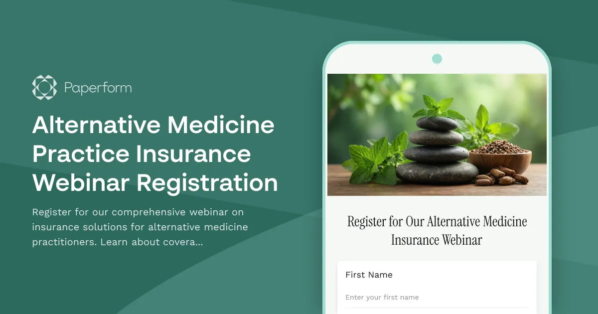 Alternative Medicine Practice Insurance Webinar Registration