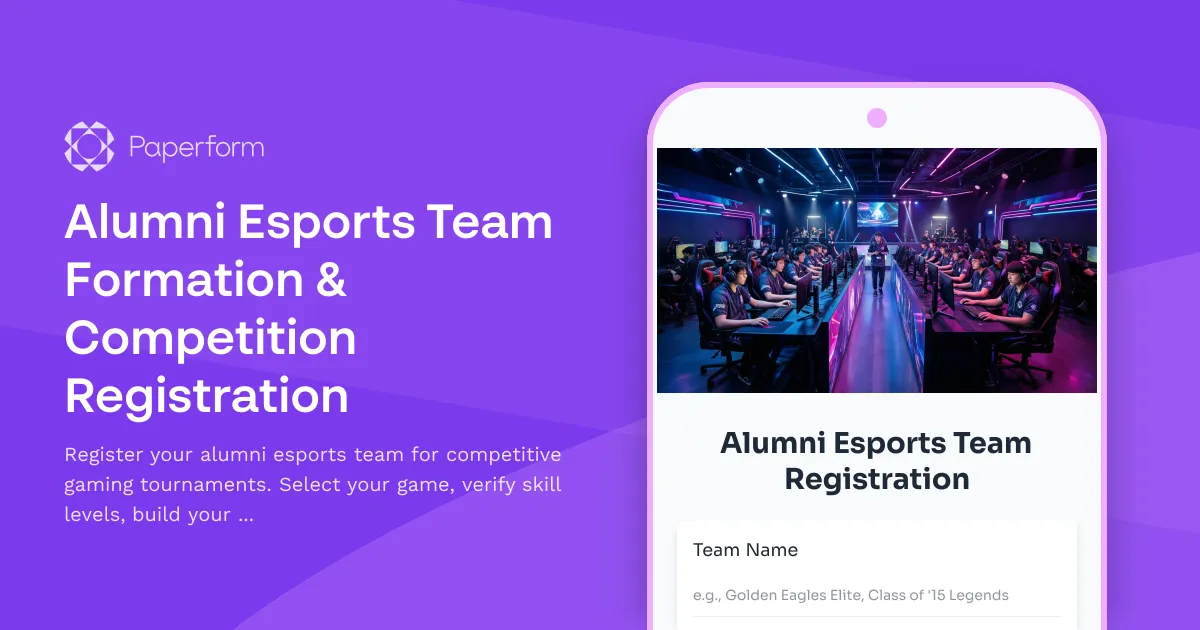 Alumni Esports Team Formation & Competition Registration