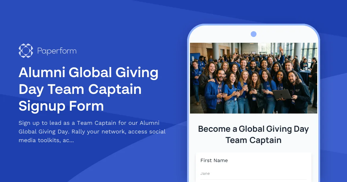 Alumni Global Giving Day Team Captain Signup Form