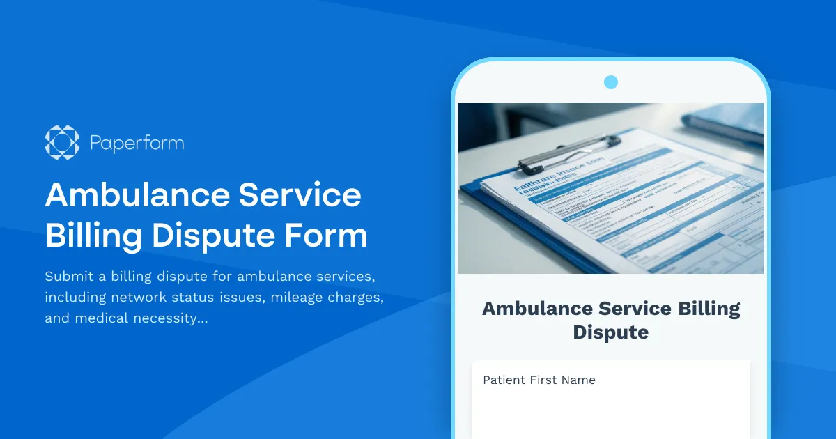 Ambulance Service Billing Dispute Form