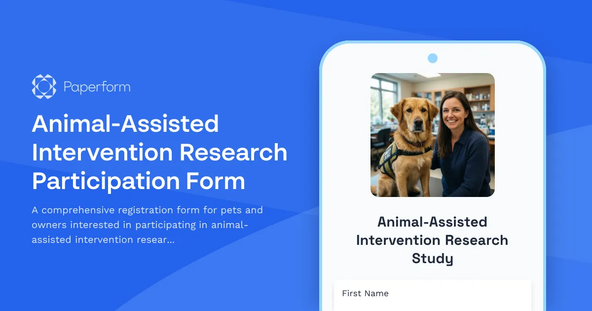 Animal-Assisted Intervention Research Participation Form