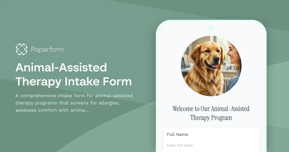 Animal-Assisted Therapy Intake Form