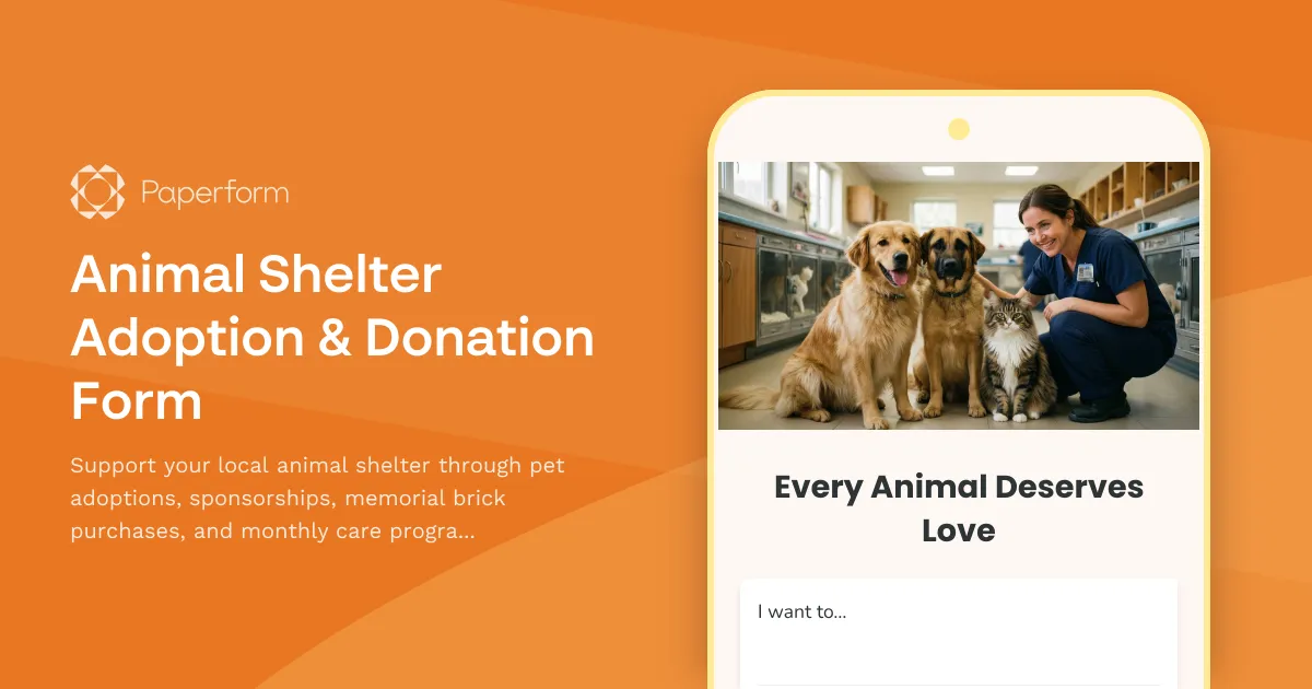 Animal Shelter Adoption & Donation Form