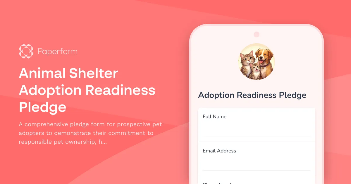 Animal Shelter Adoption Readiness Pledge
