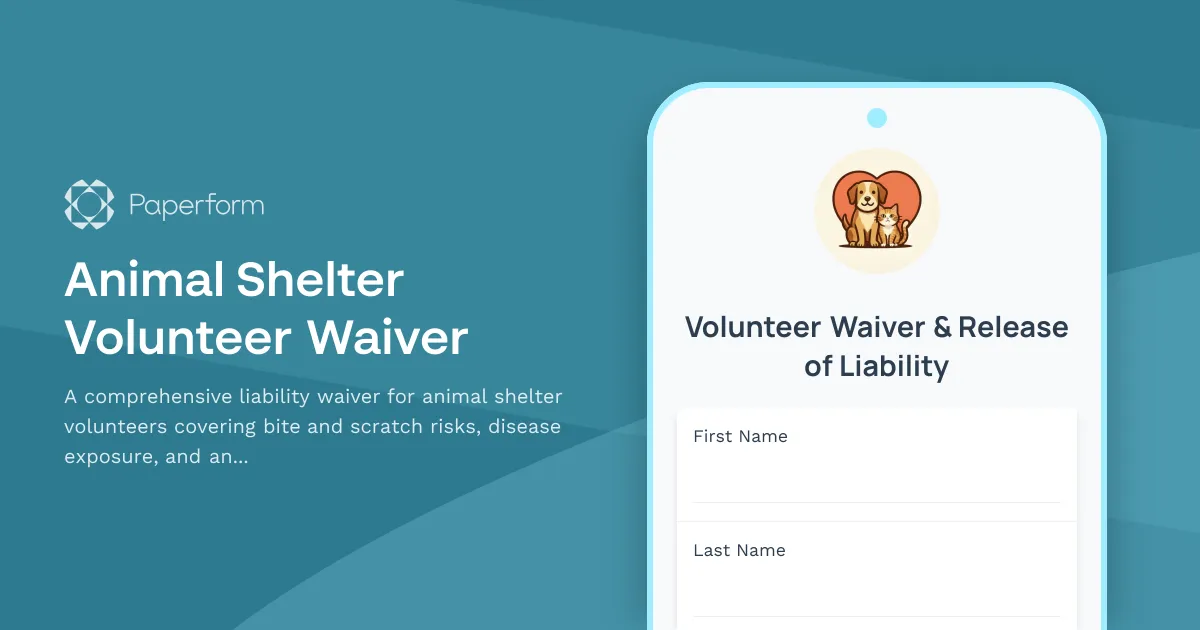 Animal Shelter Volunteer Waiver