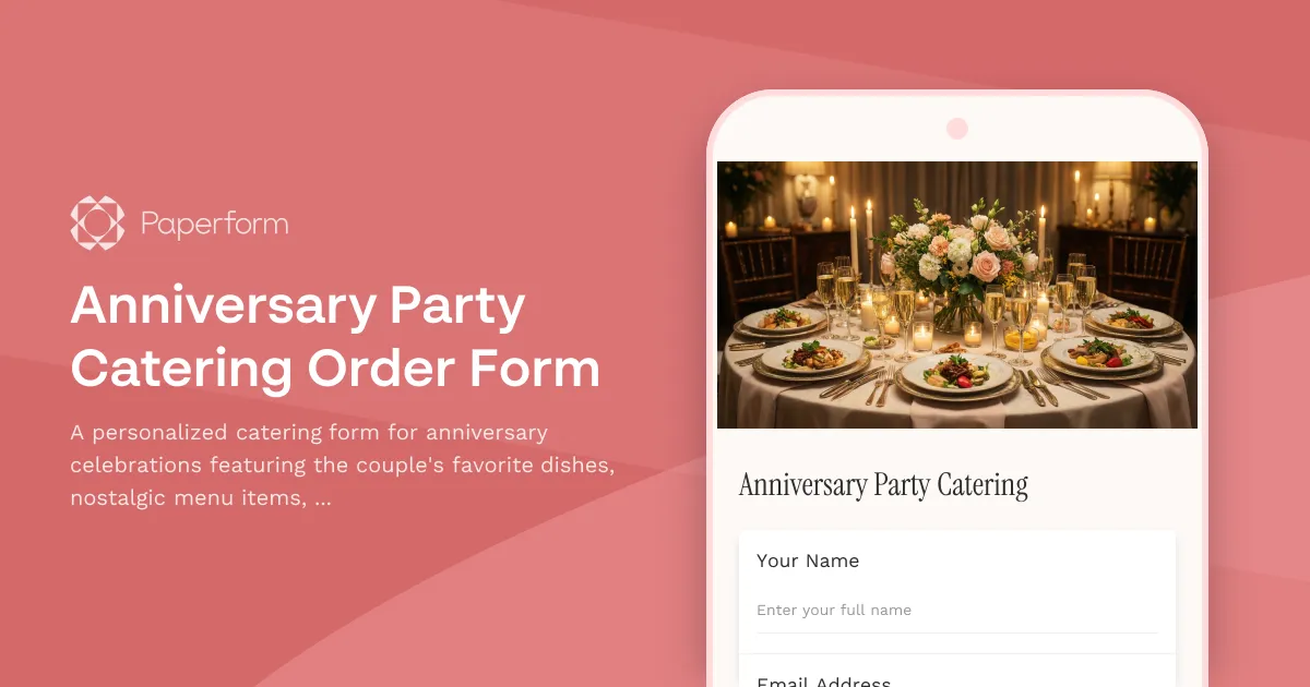 Anniversary Party Catering Order Form