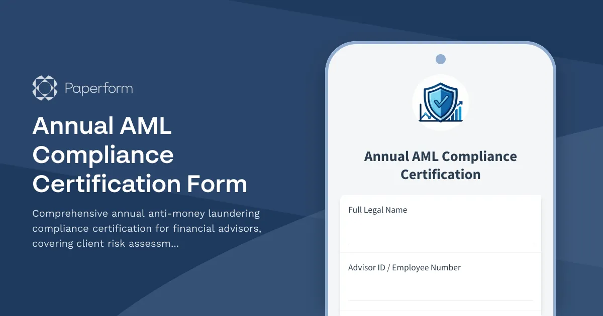 Annual AML Compliance Certification Form
