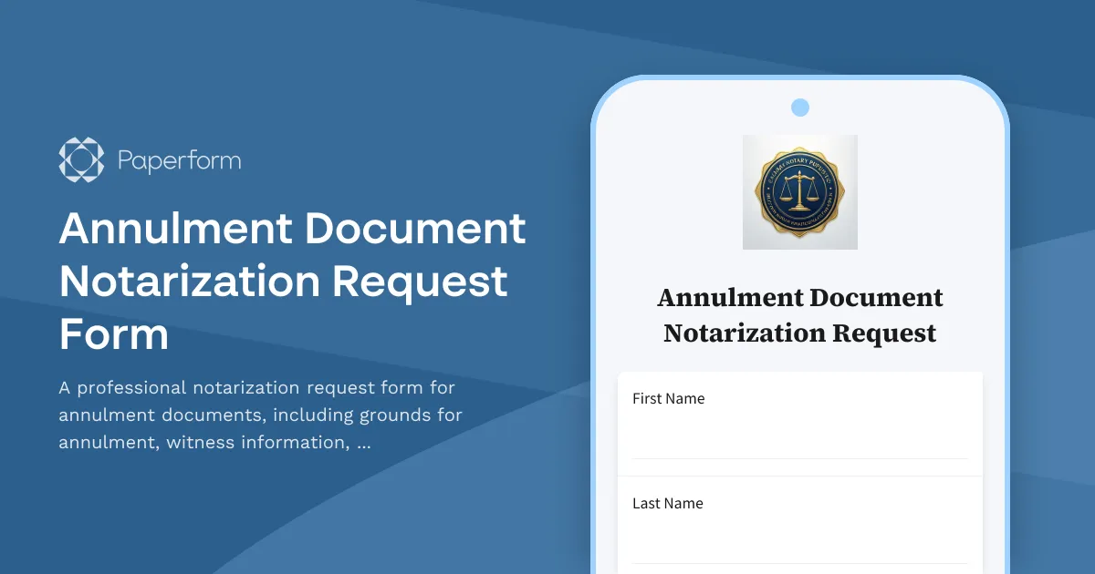 Annulment Document Notarization Request Form