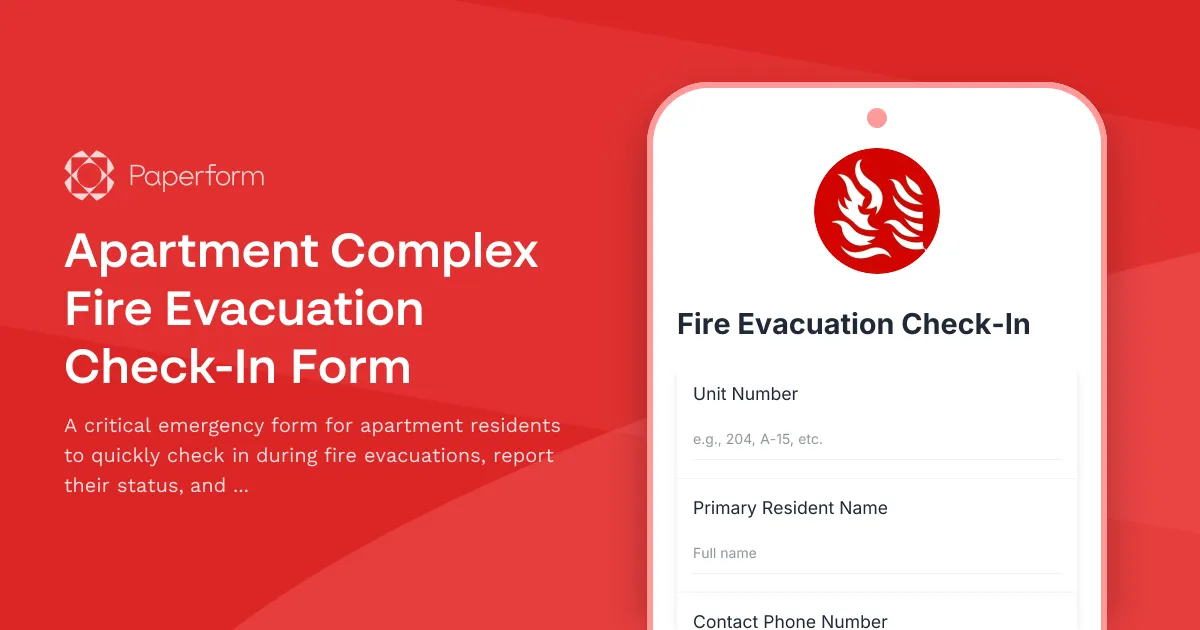 Apartment Complex Fire Evacuation Check-In Form