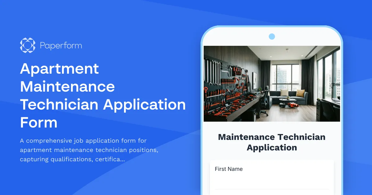 Apartment Maintenance Technician Application Form