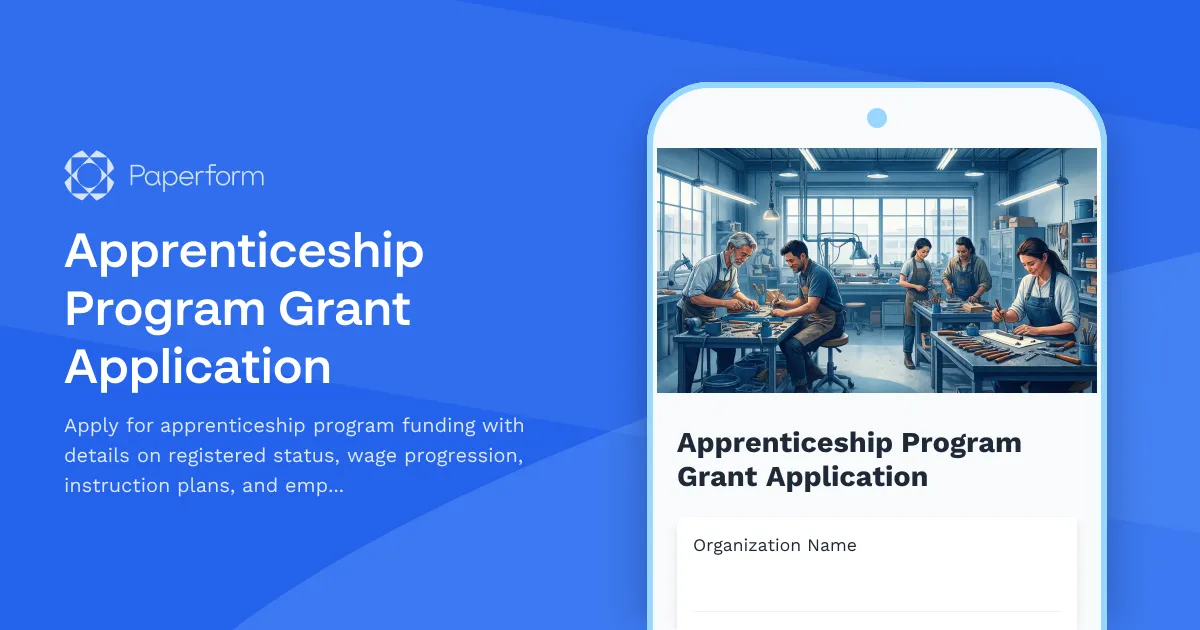 Apprenticeship Program Grant Application