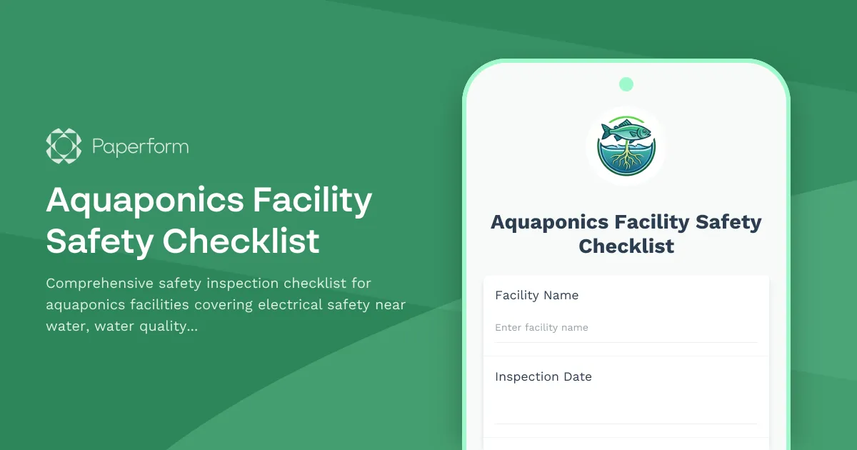 Aquaponics Facility Safety Checklist
