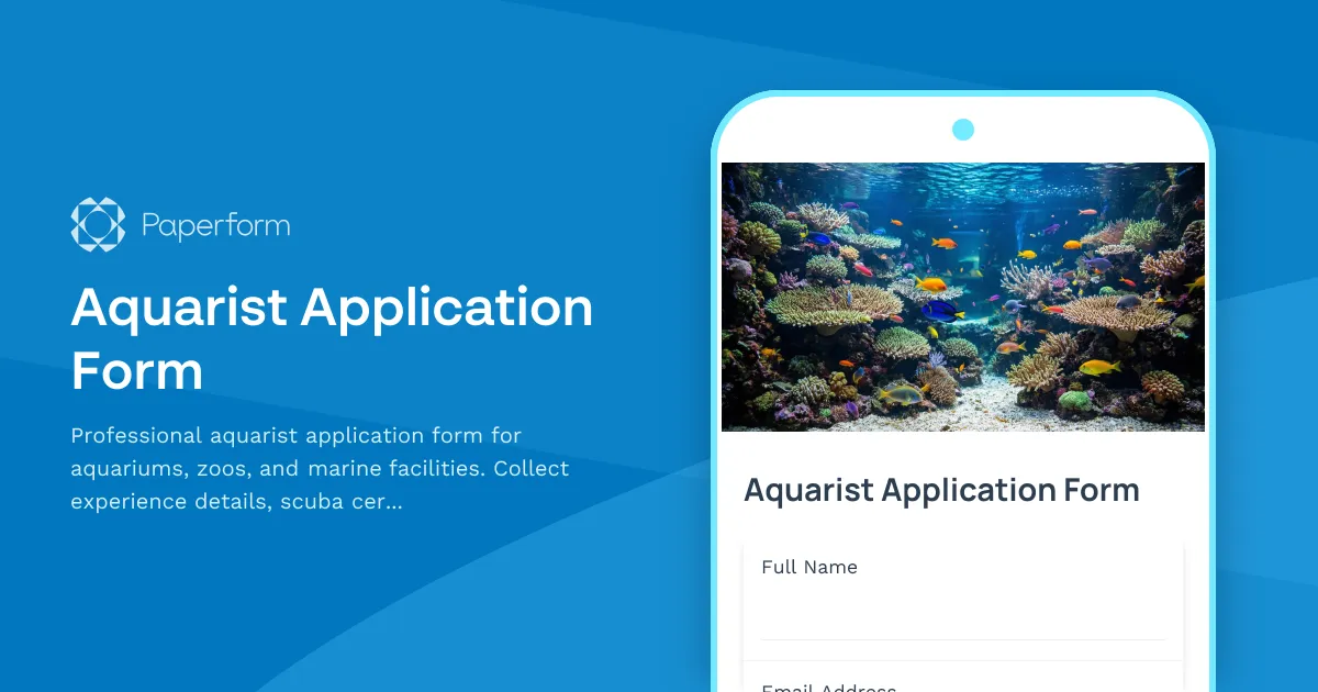 Aquarist Application Form