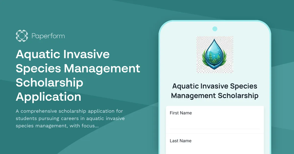Aquatic Invasive Species Management Scholarship Application