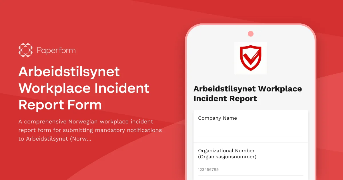 Arbeidstilsynet Workplace Incident Report Form