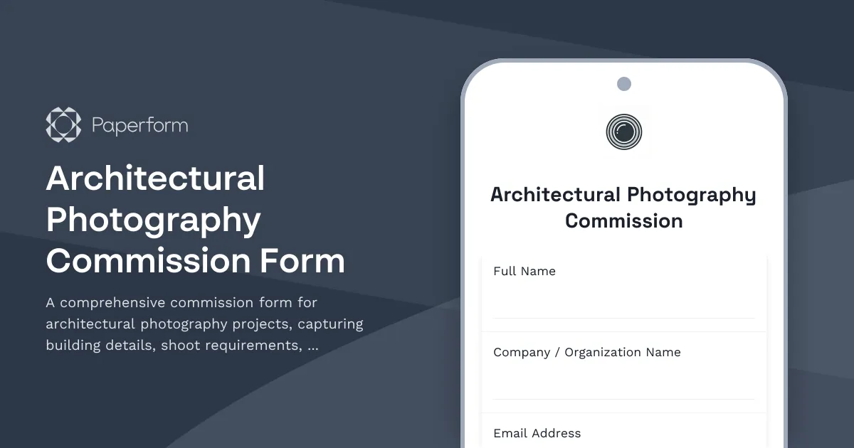 Architectural Photography Commission Form