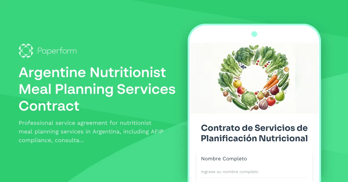 Argentine Nutritionist Meal Planning Services Contract