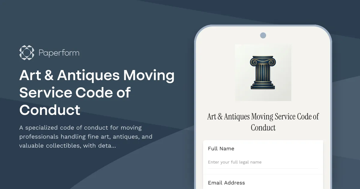 Art & Antiques Moving Service Code of Conduct
