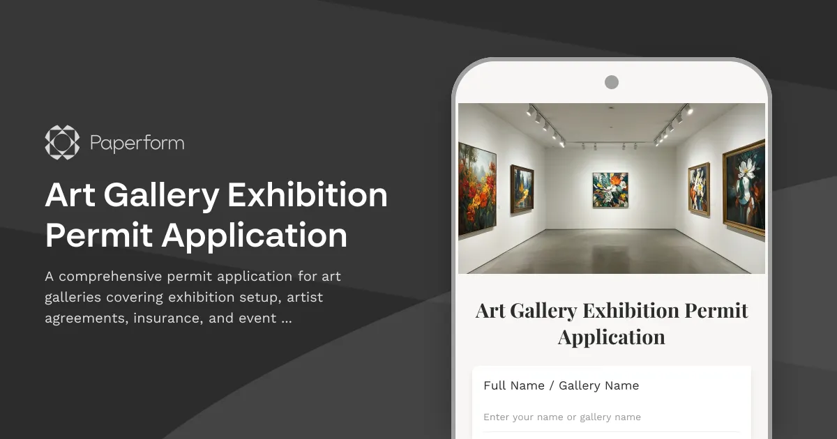 Art Gallery Exhibition Permit Application