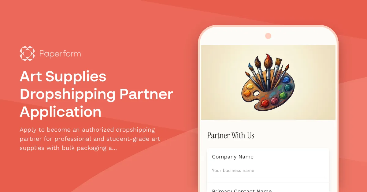 Art Supplies Dropshipping Partner Application