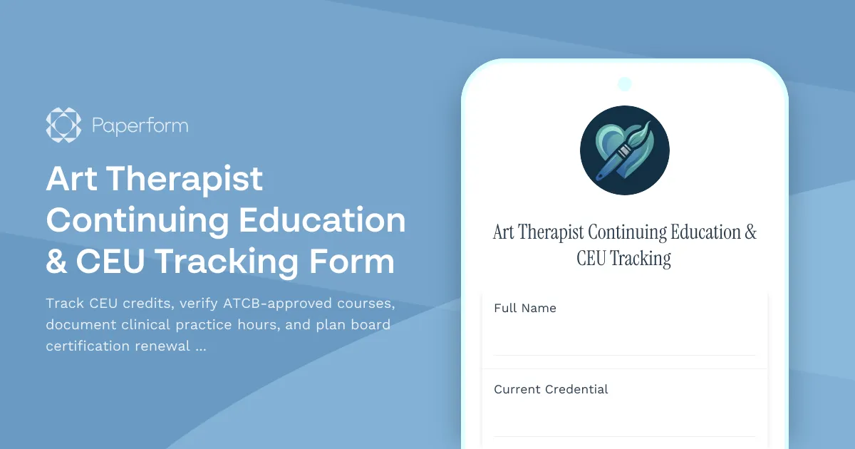 Art Therapist Continuing Education & CEU Tracking Form