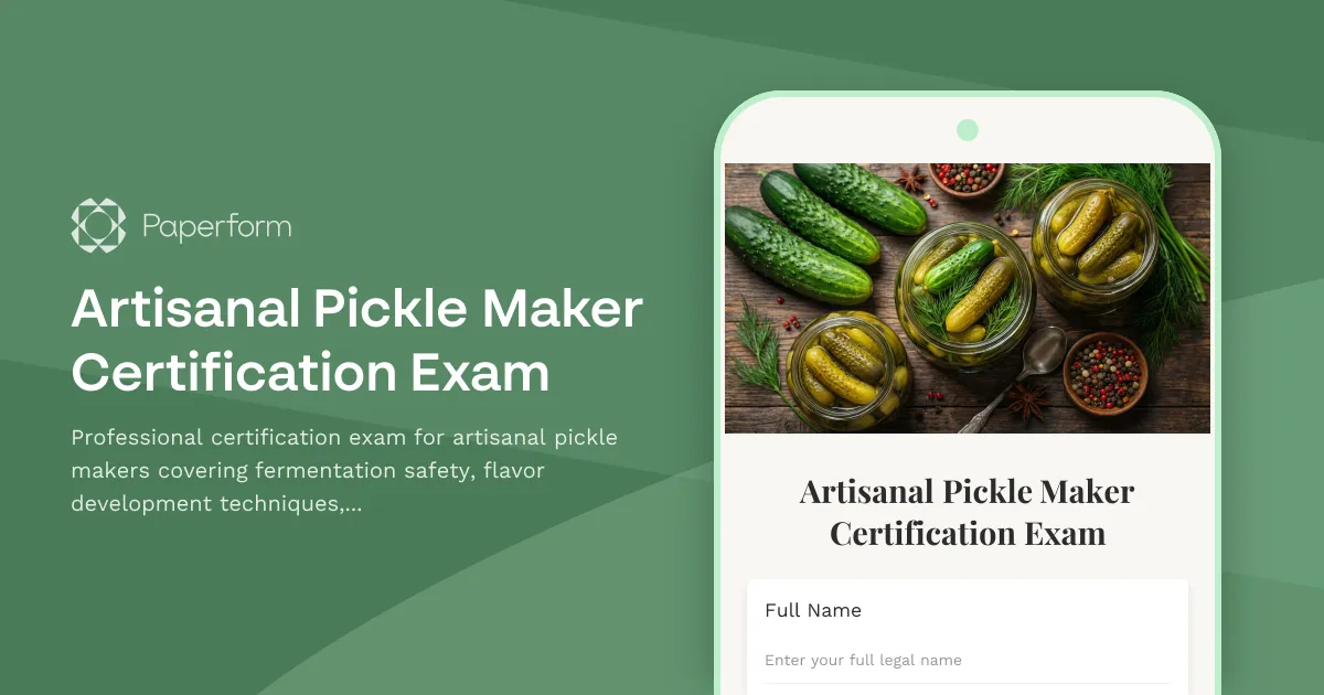 Artisanal Pickle Maker Certification Exam