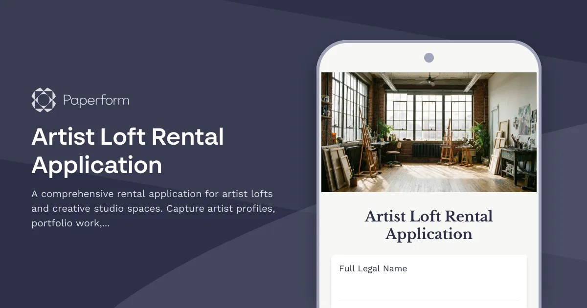 Artist Loft Rental Application