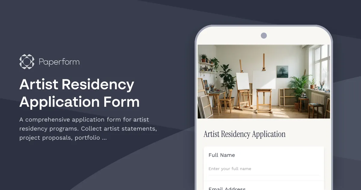 Artist Residency Application Form