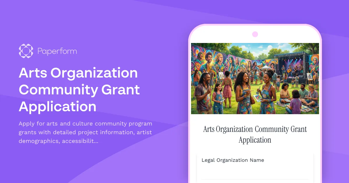 Arts Organization Community Grant Application