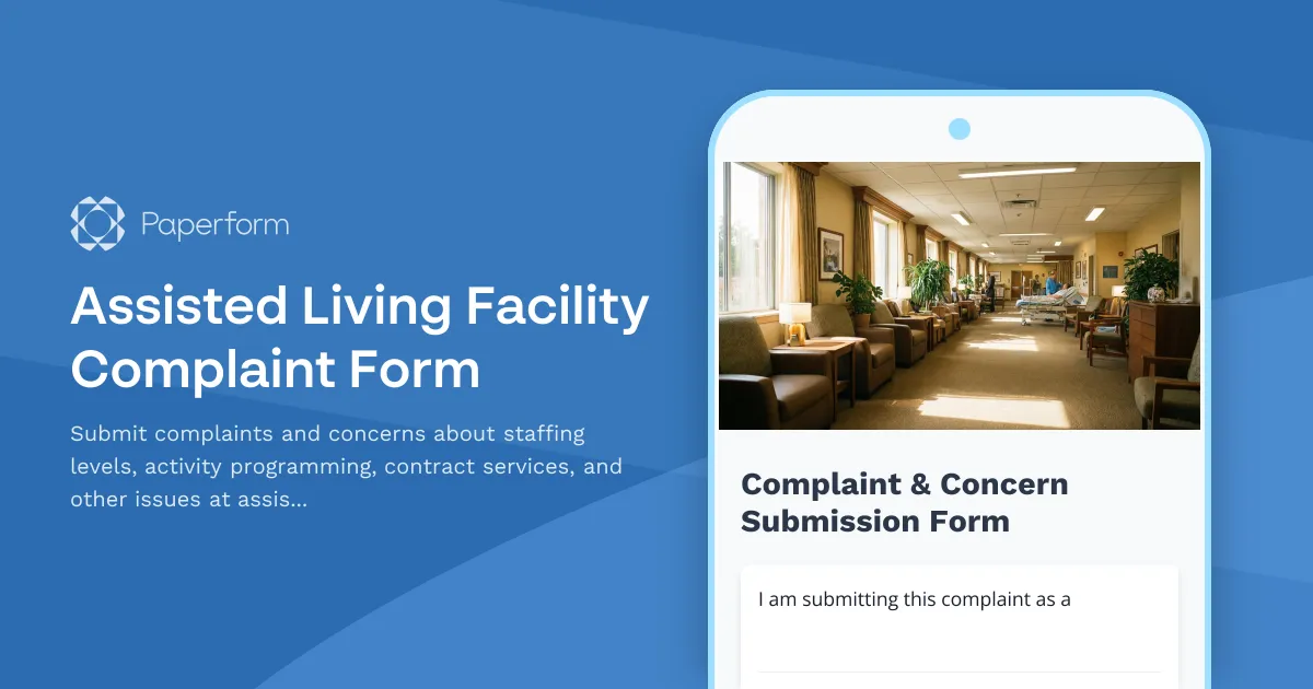 Assisted Living Facility Complaint Form