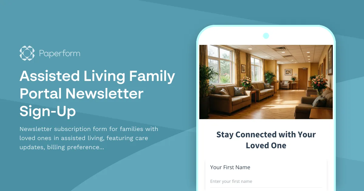 Assisted Living Family Portal Newsletter Sign-Up