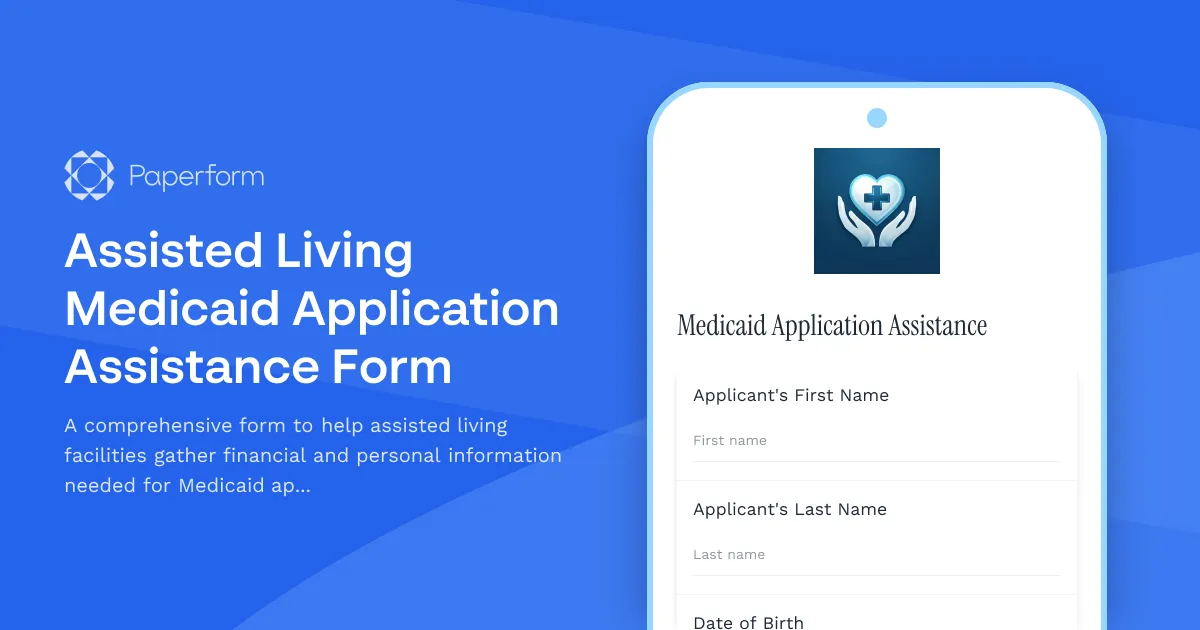 Assisted Living Medicaid Application Assistance Form