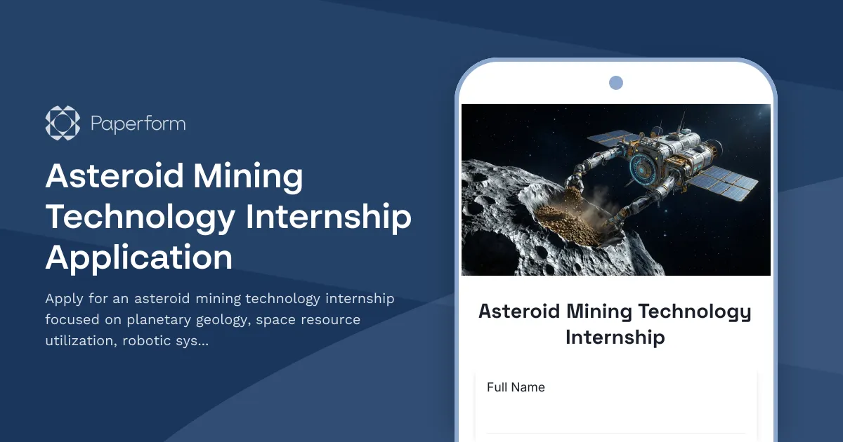 Asteroid Mining Technology Internship Application