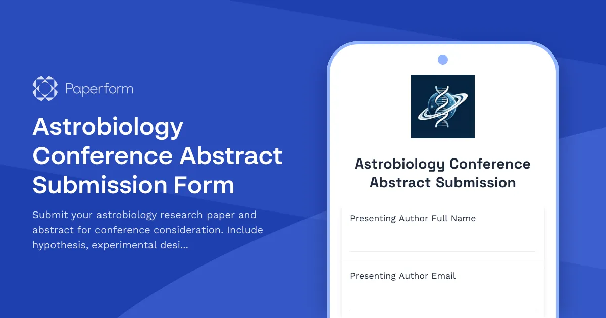 Astrobiology Conference Abstract Submission Form