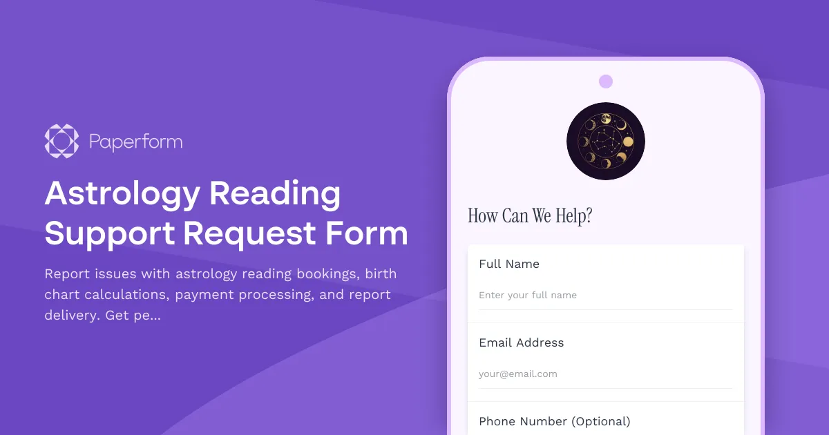 Astrology Reading Support Request Form