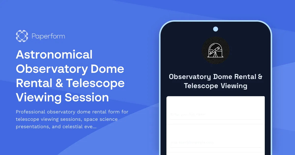 Astronomical Observatory Dome Rental & Telescope Viewing Session