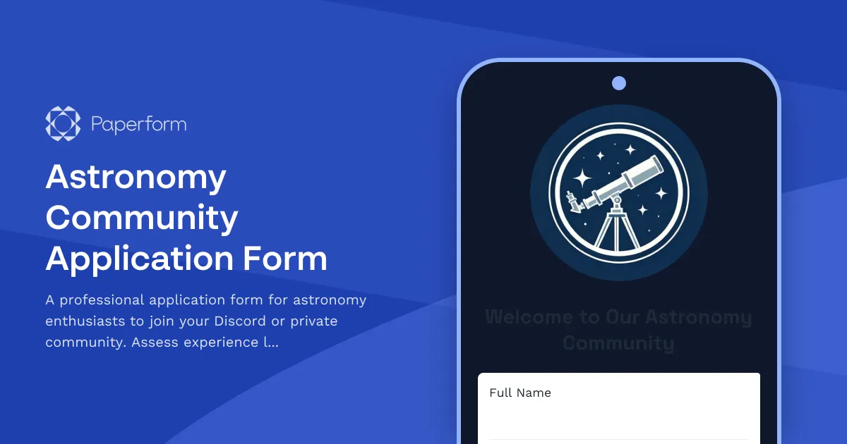 Astronomy Community Application Form