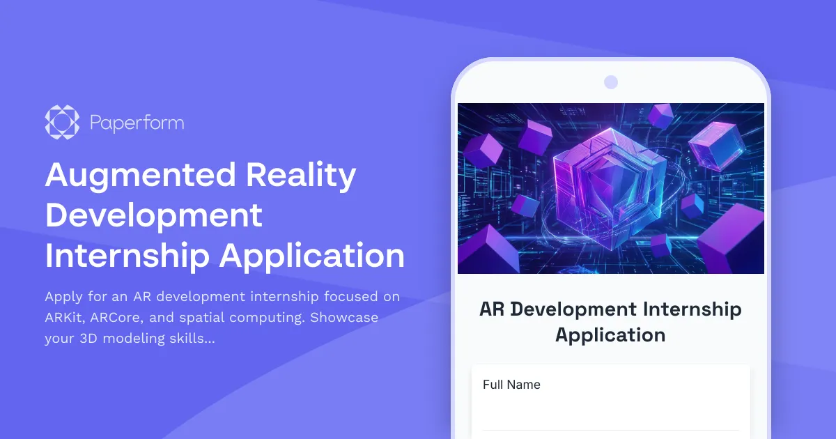 Augmented Reality Development Internship Application