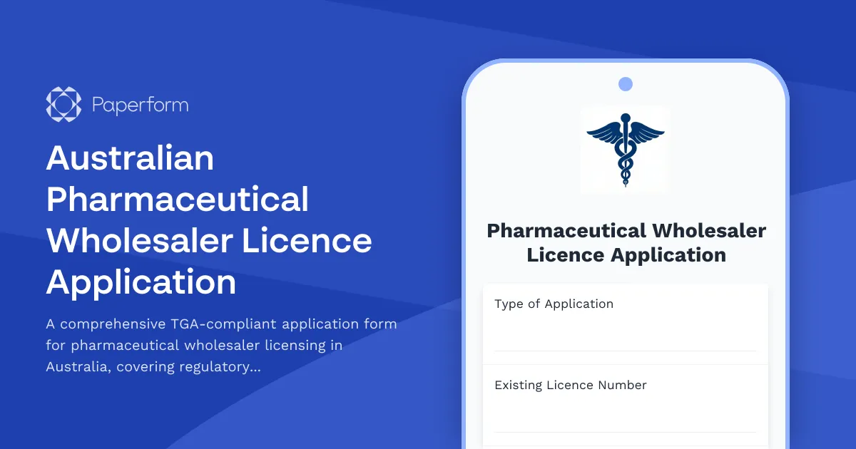 Australian Pharmaceutical Wholesaler Licence Application