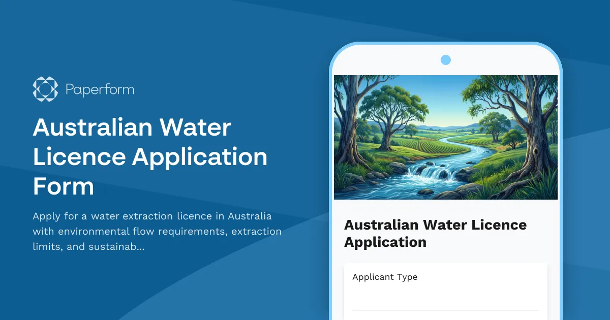 Australian Water Licence Application Form
