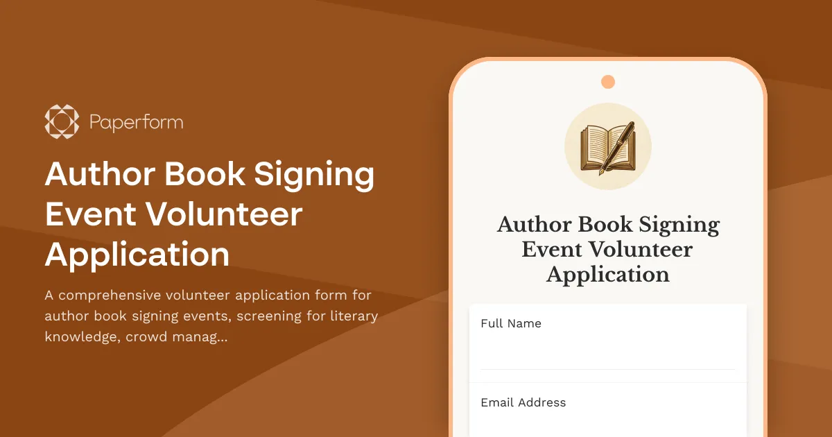 Author Book Signing Event Volunteer Application