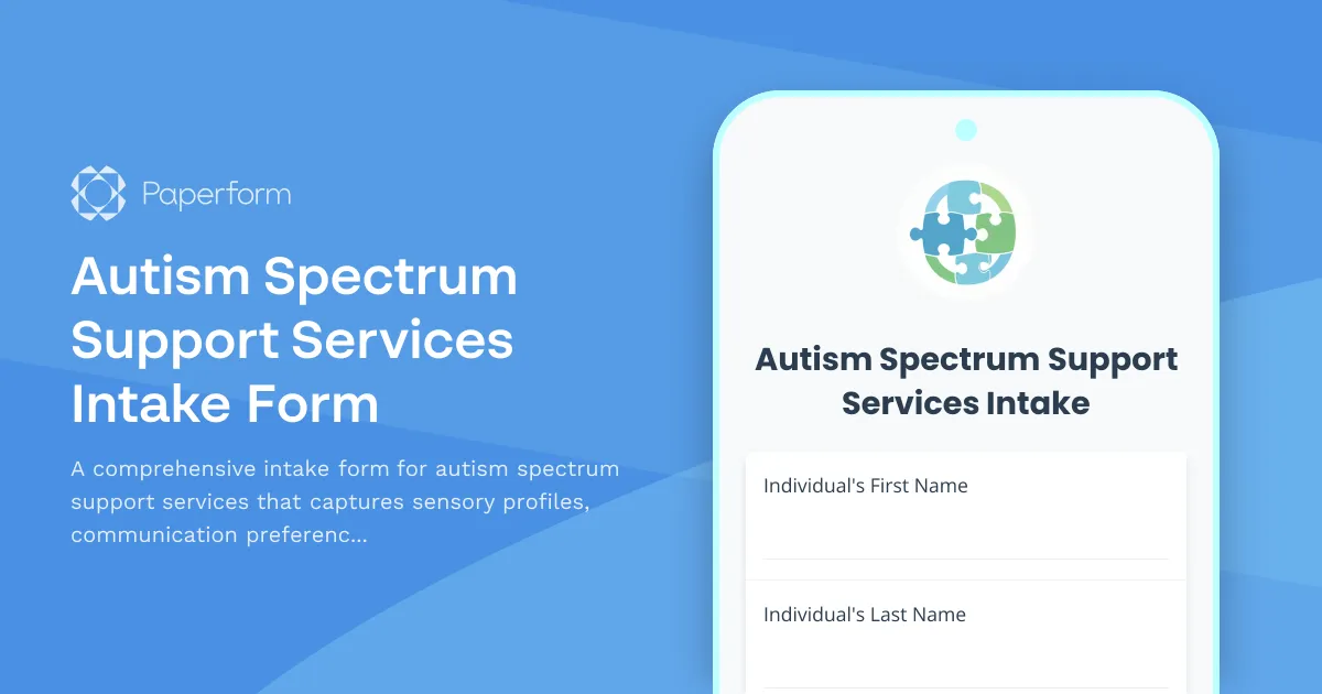 Autism Spectrum Support Services Intake Form