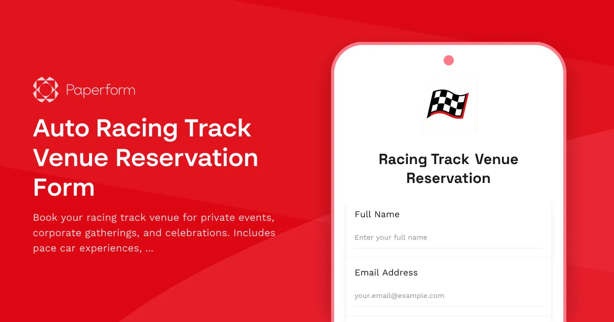 Auto Racing Track Venue Reservation Form