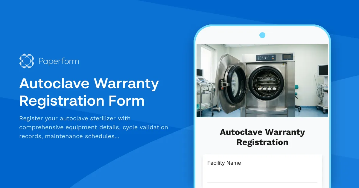 Autoclave Warranty Registration Form