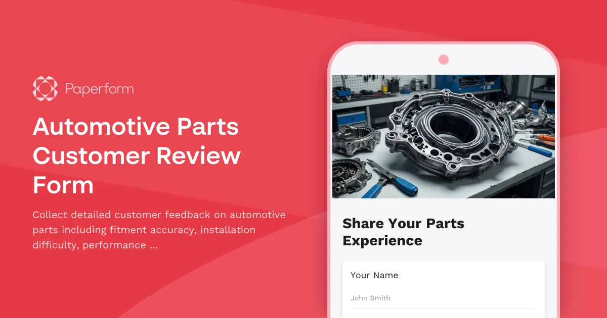 Automotive Parts Customer Review Form