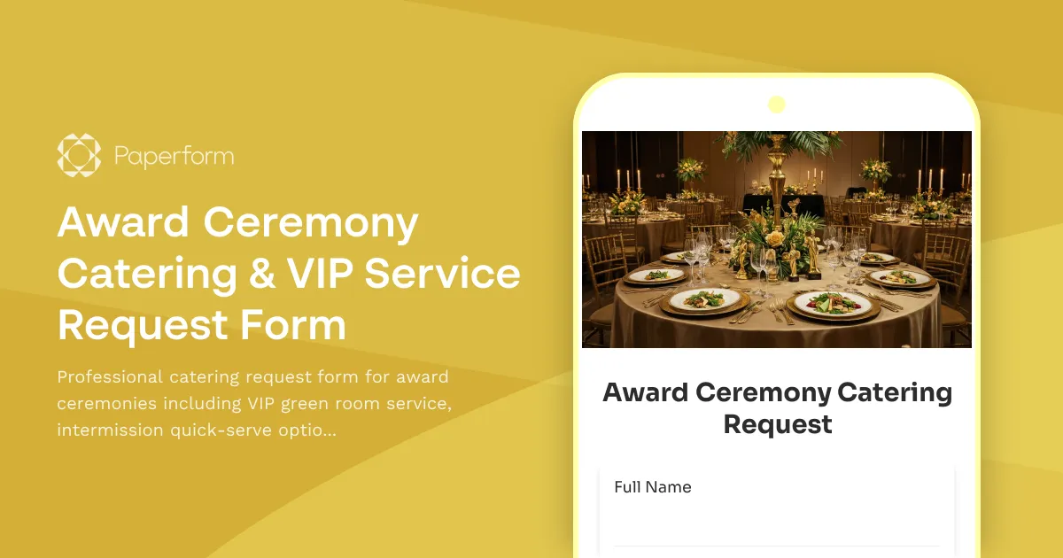 Award Ceremony Catering & VIP Service Request Form